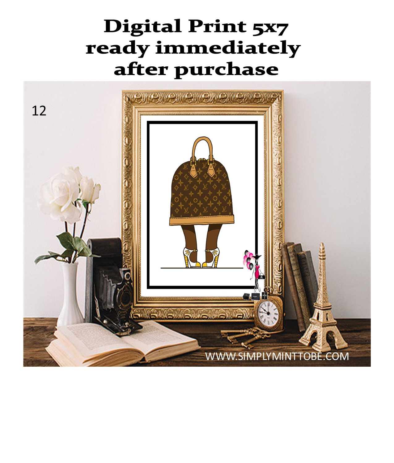 DIY Louis Style #12 Purse Inspired 5x7 Sign Poster *DIGITAL FILE ONLY* for  Bridal Showers, Sweet Sixteen, Wedding Shower, Birthday