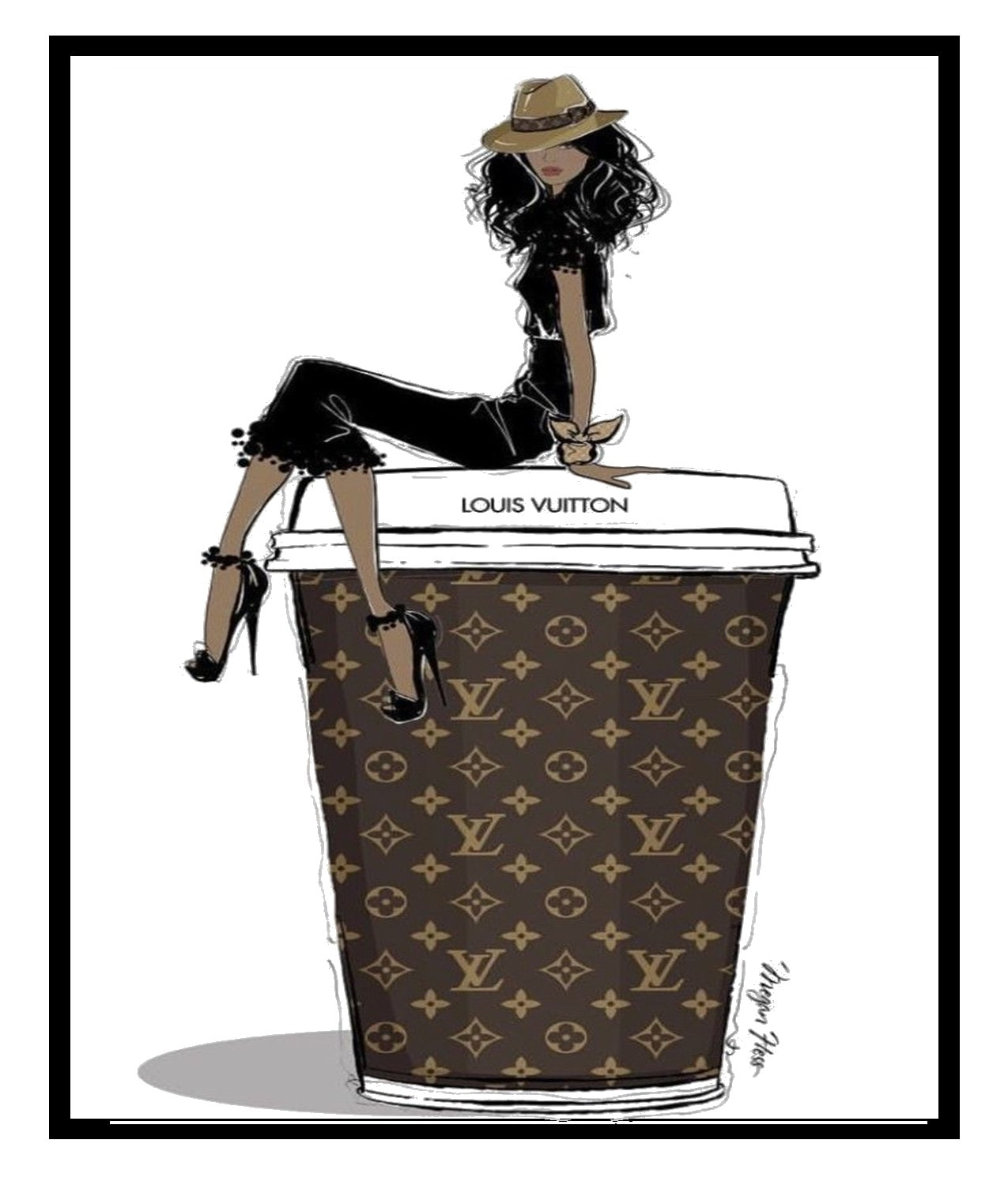 Louis Vuitton Coffee Cup Fashionista inspired 5x7 Poster or Sign