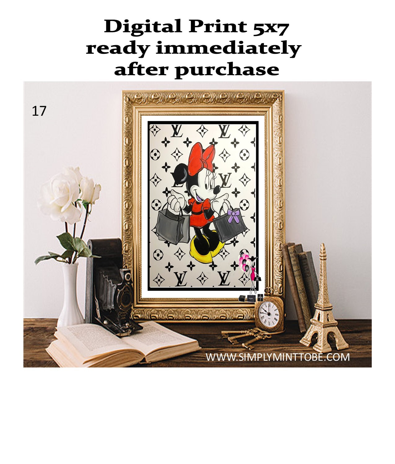 Louis Vuitton Minnie Mouse inspired 5x7 Poster or Sign